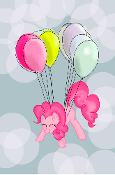 Size: 800x1206 | Tagged: source needed, safe, artist:derpy_d, pinkie pie, earth pony, pony, g4, animated, balloon, eyes closed, female, floating, flying, happy, smiling, solo, then watch her balloons lift her up to the sky