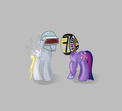 Size: 747x679 | Tagged: artist needed, safe, derpy hooves, twilight sparkle, pegasus, pony, g4, daft punk, female, mare, mask, simple background