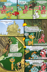 Size: 975x1500 | Tagged: safe, artist:smudge proof, angel bunny, snails, snips, oc, buzzard, dog, fruit bat, hornet, comic:heads and tails, g4, comic, cottage, fluttershy's cottage