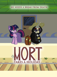 Size: 3400x4586 | Tagged: safe, artist:carnifex, twilight sparkle, pony, skeleton pony, unicorn, g4, bone, crossover, death (equine-morphic personification), discworld, grim reaper, high res, mort, mort takes a holiday, skeleton, unicorn twilight