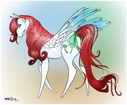 Size: 815x671 | Tagged: safe, artist:opalacorn, paradise, pegasus, pony, g1, bow, female, simple background, solo, tail bow