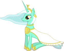 Size: 1024x819 | Tagged: safe, artist:negasun, lyra heartstrings, pony, unicorn, g4, alternate hairstyle, clothes, crown, dress, female, jewelry, peytral, princess, shoes, simple background, sitting, solo, transparent background