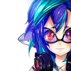 Size: 320x320 | Tagged: safe, artist:mynameisstump, dj pon-3, vinyl scratch, human, g4, blushing, bust, cute, eared humanization, female, humanized, looking at you, no pupils, portrait, simple background, solo, vinylbetes, white background