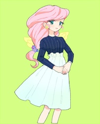 Size: 590x731 | Tagged: safe, artist:aco, fluttershy, human, g4, female, humanized, pixiv, solo, winged humanization