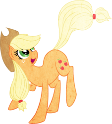 Size: 1039x1150 | Tagged: safe, artist:ruby-hooves, applejack, g4, female, looking back, looking up, simple background, solo