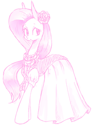 Size: 500x660 | Tagged: safe, artist:30clock, fluttershy, g4, clothes, dress, female, pixiv, solo