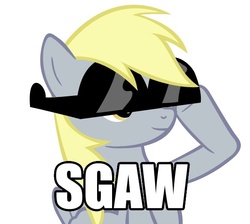 Size: 600x537 | Tagged: safe, derpy hooves, pegasus, pony, g4, female, image macro, mare, sunglasses, swag