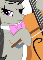 Size: 2871x4000 | Tagged: safe, artist:raiokoo, artist:sintakhra, octavia melody, earth pony, pony, g4, bipedal, bowtie, cello, female, high res, hoof hold, mare, musical instrument, octavia is not amused, simple background, solo, transparent background, unamused, vector