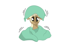 Size: 4000x3000 | Tagged: safe, artist:sintakhra, mjölna, earth pony, pony, g4, blanket, high res, pillow, scared, simple background, solo, transparent background