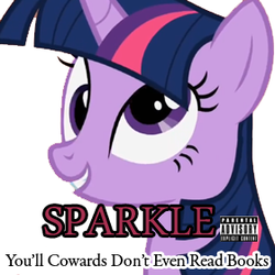 Size: 280x280 | Tagged: safe, twilight sparkle, g4, album cover, bookhorse, derp, grin, parental advisory, parody, smiling, that pony sure does love books, viper, you'll cowards don't even smoke crack