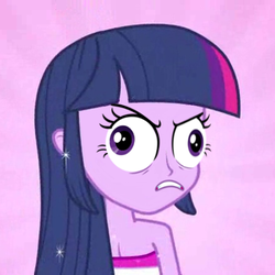Size: 444x444 | Tagged: safe, edit, edited screencap, screencap, twilight sparkle, equestria girls, g4, my little pony equestria girls, cropped, derp, female, solo, special eyes