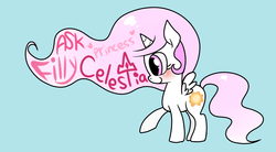 Size: 1000x550 | Tagged: safe, princess celestia, alicorn, pony, g4, ask-filly-celestia-kor, blushing, cewestia, female, filly, pink-mane celestia, smiling, solo