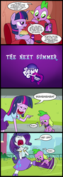 Size: 713x2000 | Tagged: safe, artist:madmax, rarity, spike, twilight sparkle, alicorn, dog, dragon, pony, equestria girls, g4, my little pony equestria girls, comic, dialogue, dry humping, female, humping, irony, karma, laughing, leg humping, littlest pet shop, male, mare, my little pony logo, parody, ship:sparity, shipping, shipping denied, speech bubble, spike the dog, spikeabuse, straight, thought bubble, twilight barkle, twilight sparkle (alicorn), zoe trent