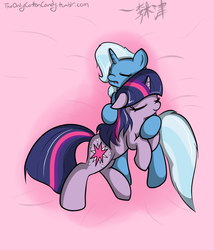 Size: 1200x1400 | Tagged: safe, artist:lightningnickel, trixie, twilight sparkle, g4, female, lesbian, ship:twixie, shipping, sleeping