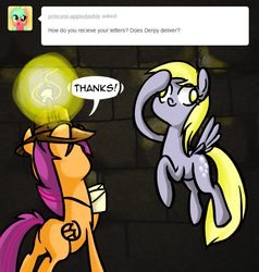 Size: 666x700 | Tagged: safe, artist:alskylark, derpy hooves, scootaloo, pegasus, pony, scootalootheadventurer, g4, butt, female, mare, plot