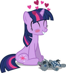 Size: 4019x4448 | Tagged: safe, artist:austiniousi, smarty pants, twilight sparkle, pony, unicorn, g4, ^^, absurd resolution, blushing, eyes closed, female, happy, heart, mare, simple background, sitting, solo, transparent background, unicorn twilight