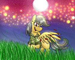 Size: 1000x800 | Tagged: safe, artist:shinkuma, daring do, g4, female, night, solo, stars