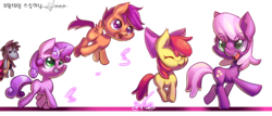 Size: 5273x2256 | Tagged: safe, artist:jggjqm522, apple bloom, cheerilee, scootaloo, smarty pants, sweetie belle, earth pony, pegasus, pony, unicorn, g4, cutie mark crusaders, female, filly, foal, mare, simple background, transparent background