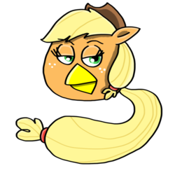 Size: 894x894 | Tagged: artist needed, safe, applejack, bird, g4, angry birds, birdified, simple background, species swap, transparent background