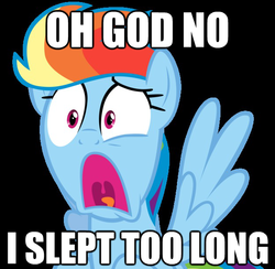 Size: 626x612 | Tagged: safe, rainbow dash, g4, army of darkness, bad end, black background, dialogue, female, image macro, meme, movie quote, shocked, simple background, solo