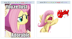 Size: 537x289 | Tagged: safe, fluttershy, g4, exploitable meme, juxtaposition, juxtaposition win