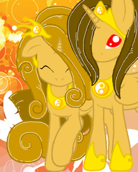 Size: 321x399 | Tagged: safe, artist:princess amity, oc, oc only, alicorn, pony, alicorn oc, dual persona, tiara, yin-yang