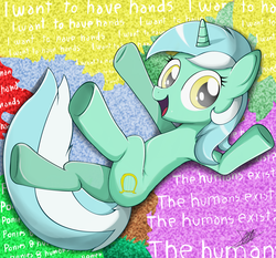 Size: 1640x1528 | Tagged: safe, artist:the-butch-x, lyra heartstrings, pony, unicorn, g4, butt, cute, female, fetish, hand, hand fetish, happy, humie, lyrabetes, plot, solo, that pony sure does love hands