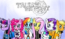 Size: 512x307 | Tagged: artist needed, safe, applejack, fluttershy, pinkie pie, rainbow dash, rarity, twilight sparkle, g4, crossover, mane six, tales of series, tales of the abyss