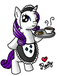 Size: 512x680 | Tagged: safe, artist:icognito-chan, rarity, g4, apron, clothes, coffee, costume, maid, maidity, solo