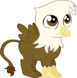 Size: 419x423 | Tagged: safe, artist:schwarzekatze4, oc, oc only, oc:ganache, griffon, chick, cub, griffon oc, harmony-verse, simple background, solo, transparent background, vector