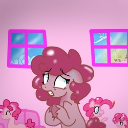 Size: 720x720 | Tagged: safe, pinkie pie, g4, closed mouth, cloven hooves, eyes closed, eyes open, hooves together, multeity, open mouth, thesadisticpie, wide eyes