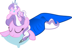 Size: 800x530 | Tagged: safe, artist:magerblutooth, diamond tiara, earth pony, pony, g4, female, filly, foal, narcissism, pillow, plushie, simple background, sleeping, solo, transparent background, vector