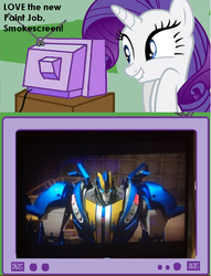 Size: 457x598 | Tagged: safe, rarity, g4, beast hunters, exploitable meme, smokescreen, transformers, transformers prime, tv meme