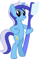 Size: 3350x5000 | Tagged: safe, artist:vaderpl, minuette, pony, g4, bipedal, female, hoof hold, simple background, smiling, solo, toothbrush, transparent background, vector