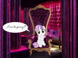 Size: 600x450 | Tagged: safe, sweetie belle, g4, chair, cute, female, solo, speech bubble, throne