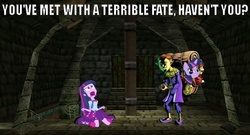 Size: 664x358 | Tagged: safe, twilight sparkle, equestria girls, g4, my little pony equestria girls, exploitable meme, happy mask salesman, image macro, the legend of zelda, the legend of zelda: majora's mask, twiface, twiscream