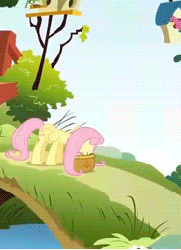 Size: 188x259 | Tagged: safe, screencap, fluttershy, fish, pegasus, pony, dragonshy, g4, animated, cropped, dead, female, mouth hold, solo, splash