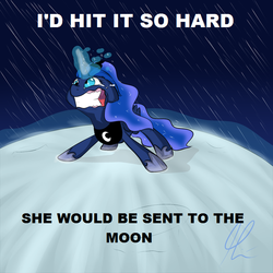 Size: 700x700 | Tagged: safe, artist:lolepopenon, princess luna, alicorn, pony, g4, caption, female, i'd fuck it, image macro, innuendo, magic, mare, moon, solo, text