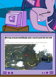 Size: 562x771 | Tagged: safe, twilight sparkle, g4, epic fail, exploitable meme, facehoof, fail, iceland, meme, news, stupidity, tv meme