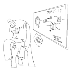 Size: 566x552 | Tagged: artist needed, safe, twilight sparkle, g4, book, chalk, chalkboard, doodle, glasses, hots for teacher, lineart, paintbrush, quality, teacher