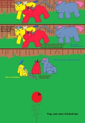 Size: 1002x1454 | Tagged: safe, artist:mrpaint, fluffy pony, bowling ball, feral fluffy pony, smarty friend, stupidity