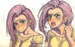 Size: 900x561 | Tagged: safe, artist:kuru-mo, fluttershy, human, g4, crying, humanized, traditional art