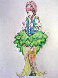 Size: 900x1200 | Tagged: safe, artist:nanune13, fluttershy, human, g4, green isn't your color, clothes, dress, humanized, traditional art
