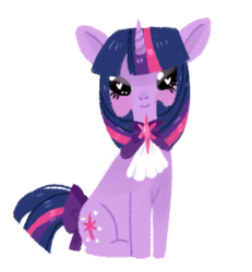 Size: 362x392 | Tagged: safe, artist:amarrylis, twilight sparkle, pony, unicorn, g4, female, mare, simple background, solo, tail bow, transparent background, unicorn twilight, wingding eyes