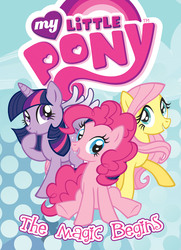 Size: 1086x1500 | Tagged: safe, idw, fluttershy, pinkie pie, twilight sparkle, alicorn, pony, g4, my little pony: the magic begins, official, cover, female, mare, twilight sparkle (alicorn)