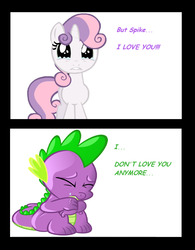 Size: 1104x1417 | Tagged: artist needed, safe, spike, sweetie belle, g4, female, male, ship:spikebelle, shipping, straight