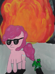 Size: 750x1000 | Tagged: safe, artist:bgkyouhen, gummy, pinkie pie, g4, explosion