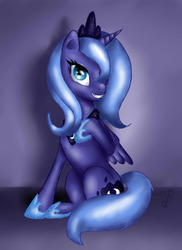 Size: 1677x2304 | Tagged: safe, artist:fangzel, princess luna, g4, female, solo, younger