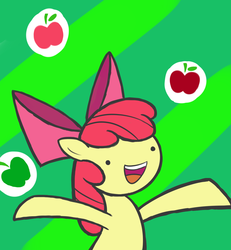 Size: 1200x1300 | Tagged: safe, artist:cyberfire22, apple bloom, g4, :d, apple, dot eyes, female, happy, solo