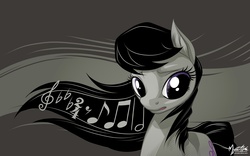 Size: 2560x1600 | Tagged: safe, artist:mysticalpha, octavia melody, g4, clef, female, music notes, solo, wallpaper